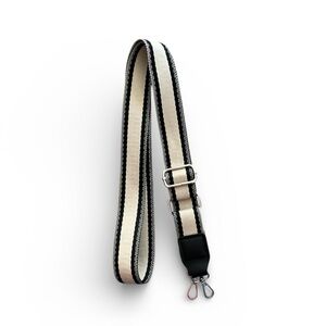 Stylish Black and Cream guitar thick Adjustable crossbody Strap silver hardware